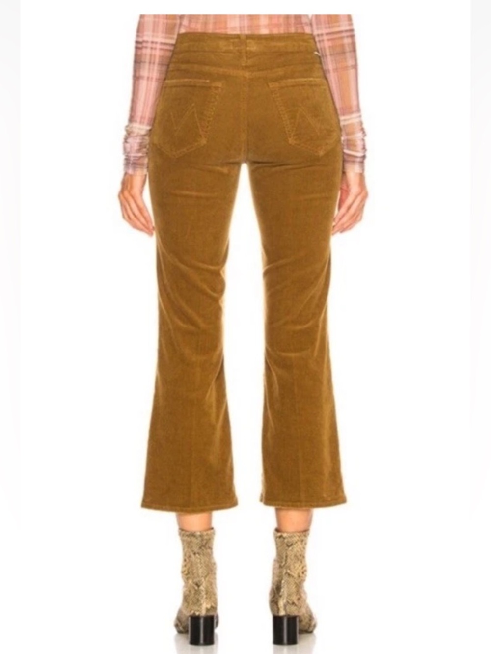 MOTHER The Outsider Crop Corduroy Size 27 / Brown Hopscotch Flare Crops